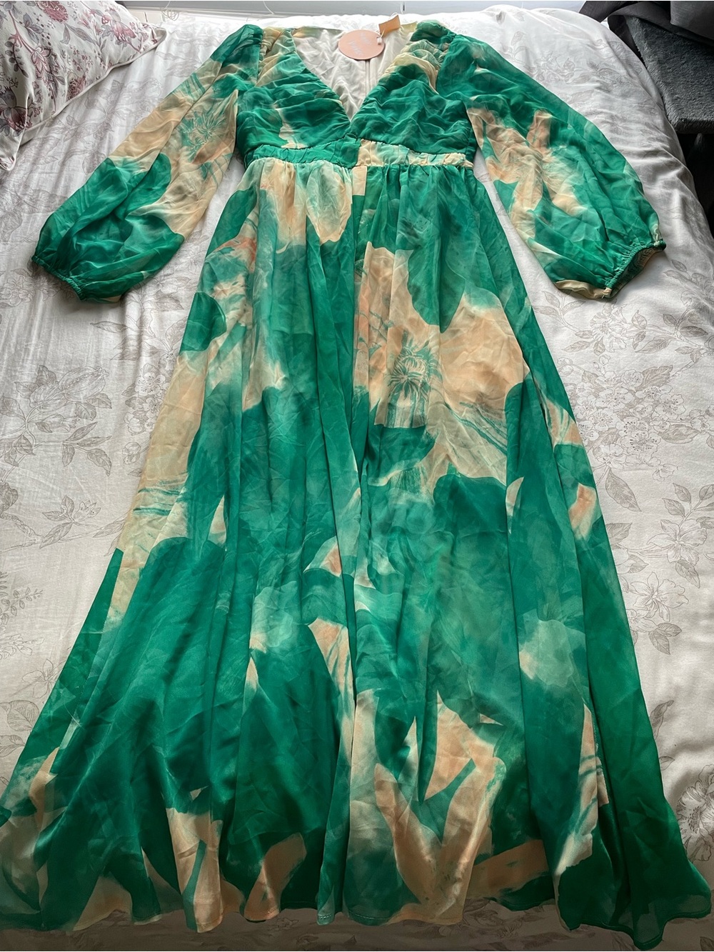 NWT Sage and Paige‎ Coastlines Green Maxi Dress Medium Resortwear Vacation Boho - Picture 3 of 8